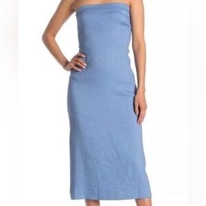 Theory Sky Blue Ribbed Knit Maxi Dress